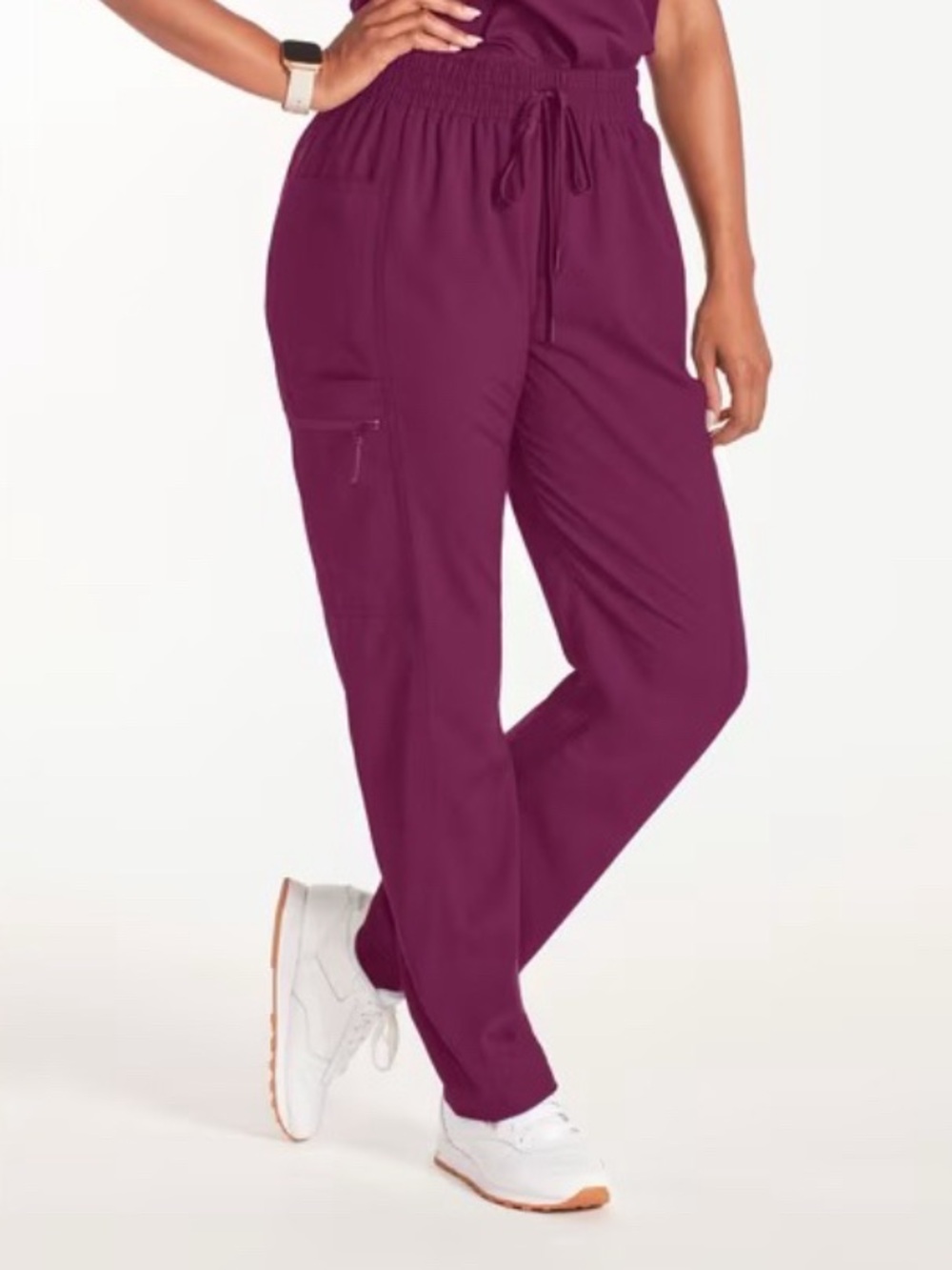 Reebok Straight-Leg Scrub Pants in Plum
